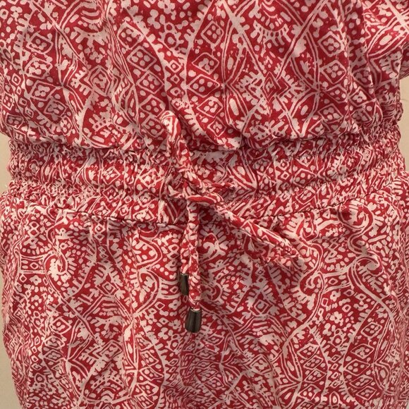Splendid Romper Women’s Medium Red And White Rayon Drawstring Spaghetti Strap - Picture 8 of 16